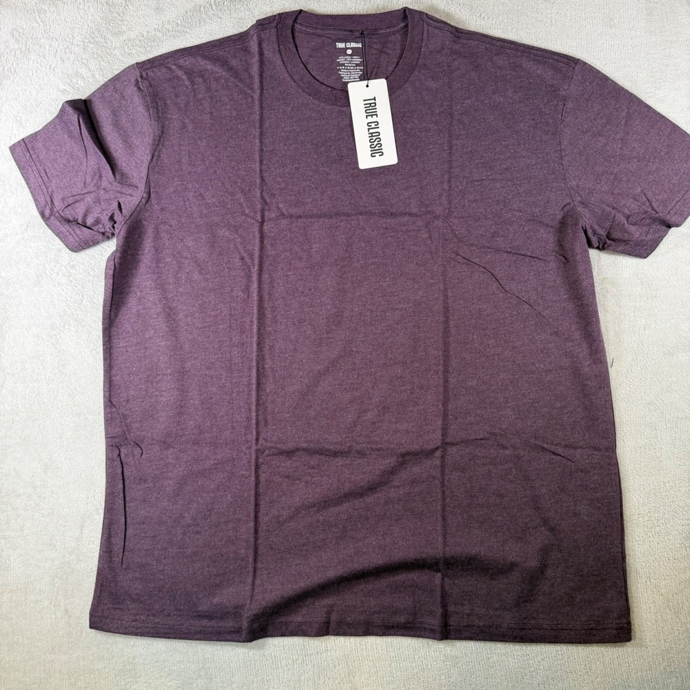 True Classic Mens 2XL Heather Purple Eggplant Crew Neck Short Sleeve T-Shirt NWT